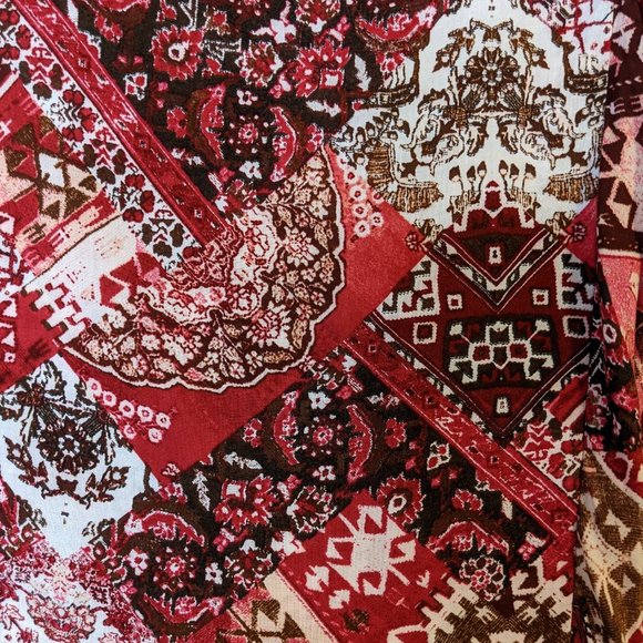 Calvin Klein Maroon Pink White Mixed Print Long Sleeve Dress - size 4 - Picture 11 of 14